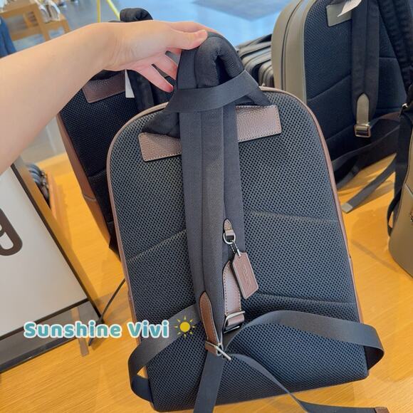 NWT Coach Men's Owen Backpack Qb/Maple CAJ66 Leather - Picture 3 of 8